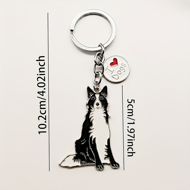 Border Collie Shaped Key Ring Key Chain Portable Creative Keychain Pendant
