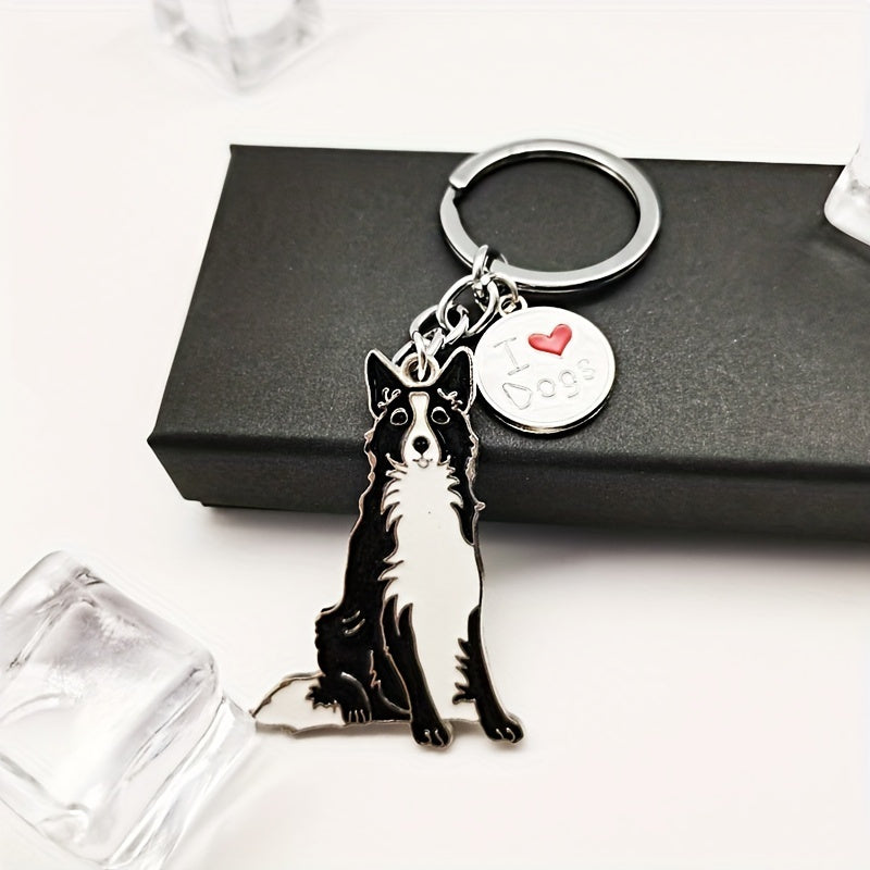 Border Collie Shaped Key Ring Key Chain Portable Creative Keychain Pendant