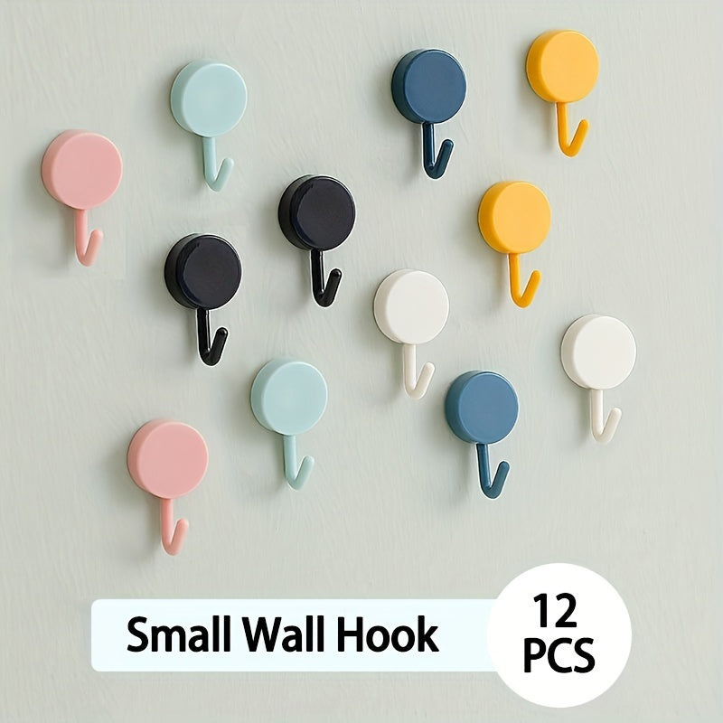 12pcs Adhesive Hooks Waterproof Wall Hangers Small Storage Hooks