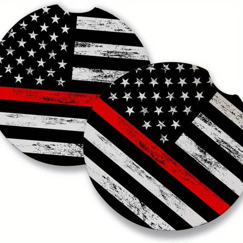 2pcs American Flag Cup Coaster Car Holder Mat Car Interior Supplies