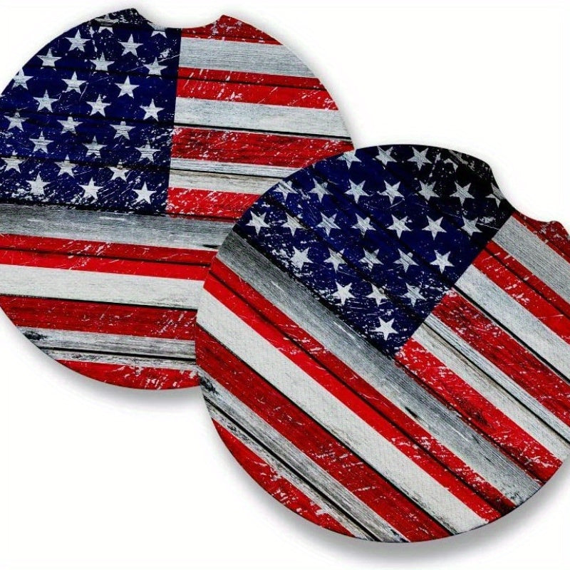 2pcs American Flag Cup Coaster Car Holder Mat Car Interior Supplies