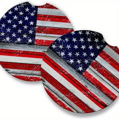 2pcs American Flag Cup Coaster Car Holder Mat Car Interior Supplies