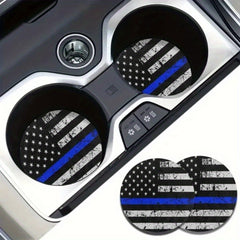 2pcs American Flag Cup Coaster Car Holder Mat Car Interior Supplies