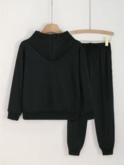 2pcs Heart Bear Hoodies & Jogger Pants Set For Girls