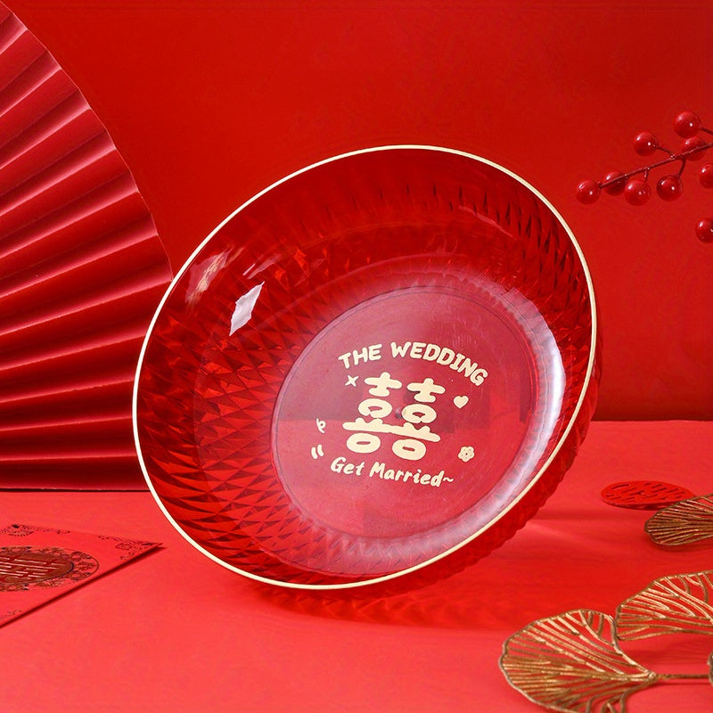 Year Festive Fruit Tray Red Festive Dried Fruit Bowl Year's Gift Decoration