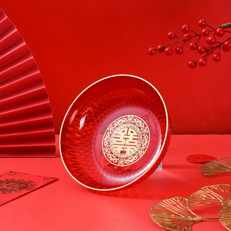 Year Festive Fruit Tray Red Festive Dried Fruit Bowl Year's Gift Decoration