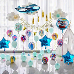 6pcs Airplane Balloons Pilot Adventure Airplane Theme Balloons