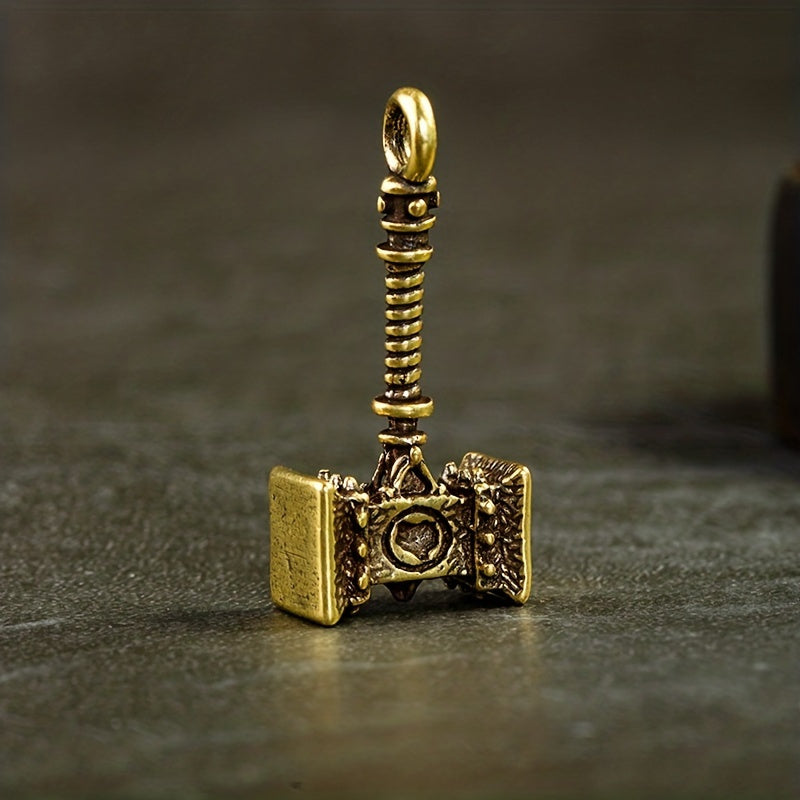 Solid Brass Hammer Keychain Creative Keyring Pendant