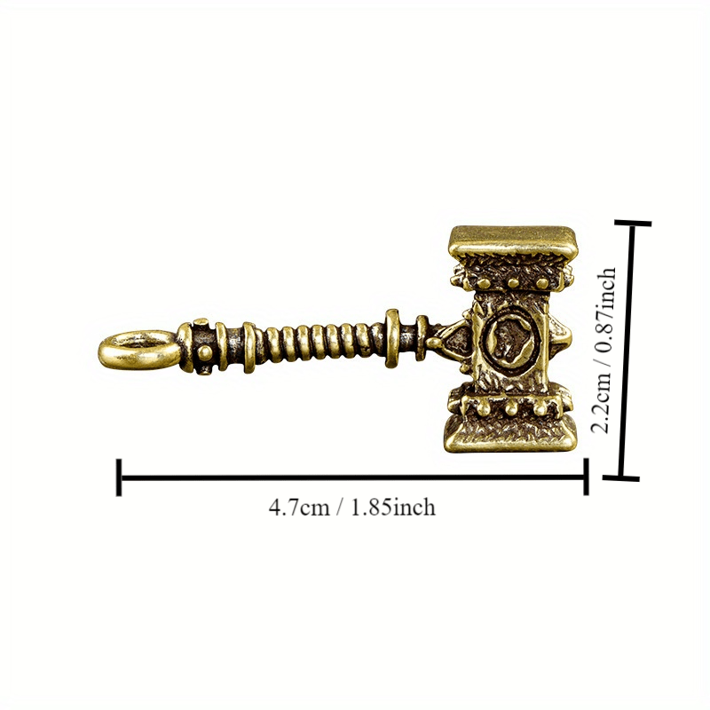 Solid Brass Hammer Keychain Creative Keyring Pendant