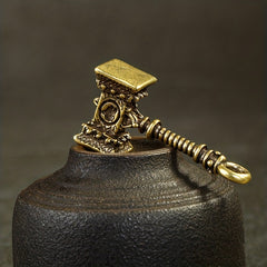 Solid Brass Hammer Keychain Creative Keyring Pendant