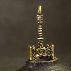 Solid Brass Hammer Keychain Creative Keyring Pendant