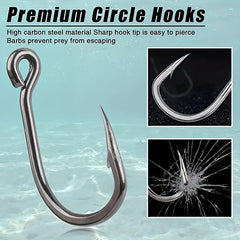100pcs High Carbon Steel Barbed Fish Hooks Set With Hole, 3-12 Hooks, Tackle Box