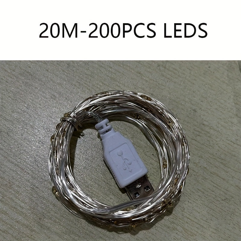 20M Led String Lights Colorful Warm Lights USB Plug Year Party Decorations
