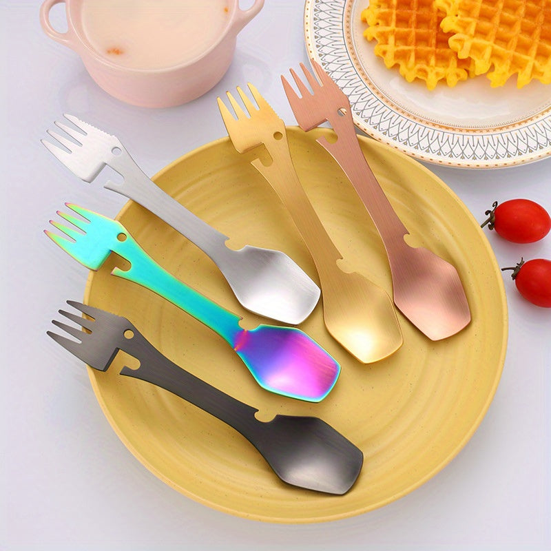 Stainless Steel Tableware Fork & Spoon Combo with Can Opener