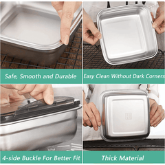 3pcs Stainless Steel Sealed Fresh keeping Box Set 400 750 1200ml
