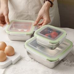 3pcs Stainless Steel Sealed Fresh keeping Box Set 400 750 1200ml