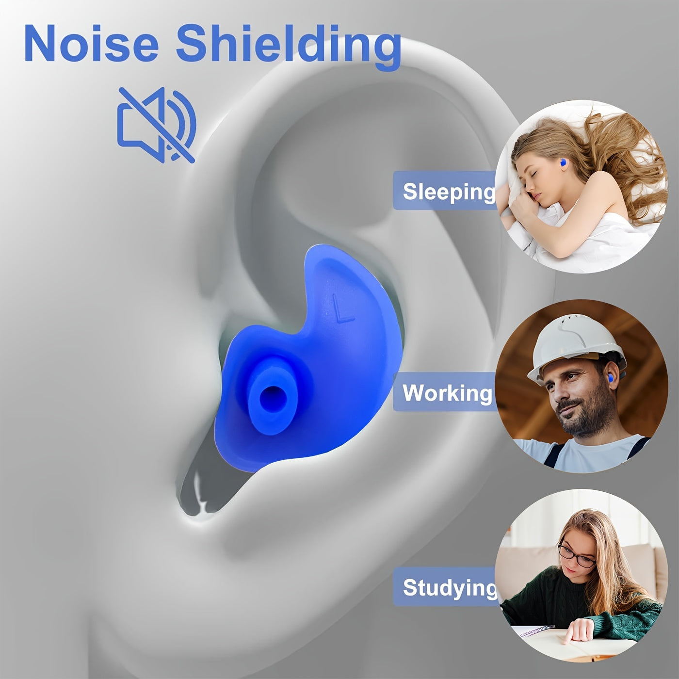 4 Pairs Reusable Silicone Ear Plugs for Swimming & Surfing