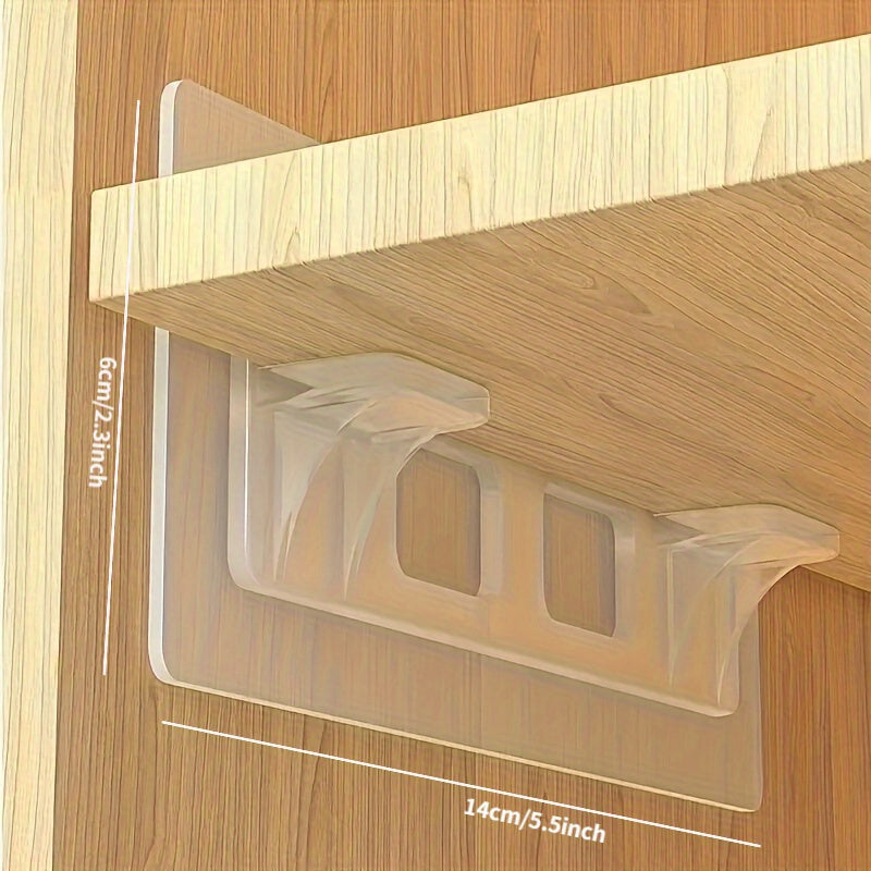 2pcs Adhesive Shelf Holder for Kitchen Cabinet Book Storage