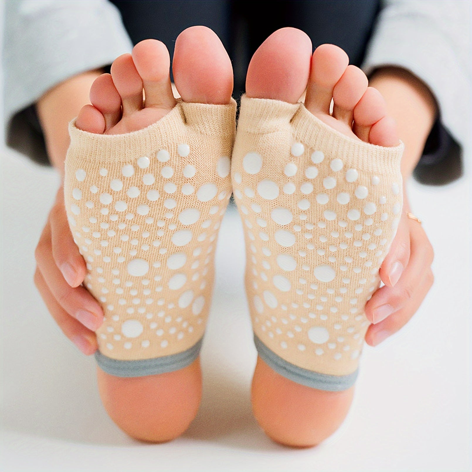 Breathable Non-slip Toeless Yoga Socks Heel Grip Sports Pilates Barre Dance