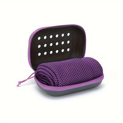 Cooling Sports Towel w/ Silicone Box Quick Dry for Yoga Golf Gym Running
