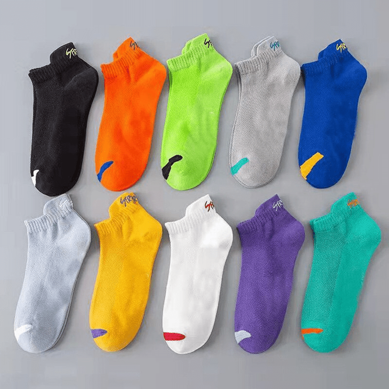 5 Pairs Bright Ankle Socks For Men Breathable Sport Running Socks