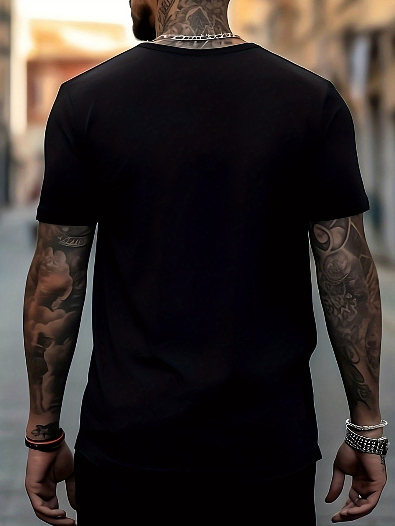 Men's Smiling Face Pattern Shirt Casual Crew Neck Tee Top
