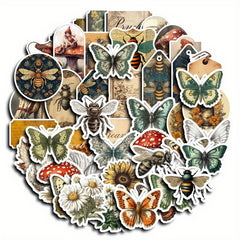 50pcs Retro Animal Stickers Waterproof Vinyl Stickers For Water Bottle Laptops