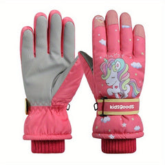 Children's Winter Gloves Warm Plus Velvet Thick Windproof Gloves