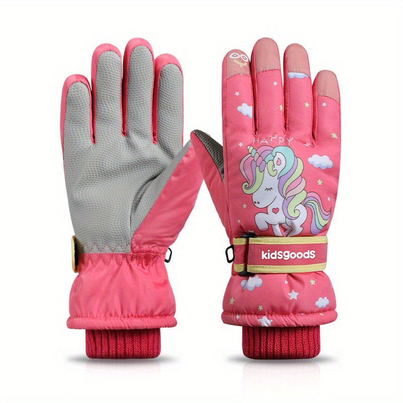 Children's Winter Gloves Warm Plus Velvet Thick Windproof Gloves