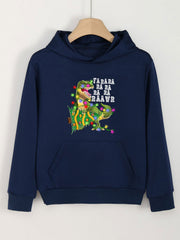 Christmas Dinosaur Print Hoodie For Girls Kids Pullover Hooded Top