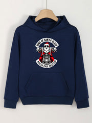 Santa Ride Motorcycle Print Girls Hoodie Kids Casual Long Sleeve