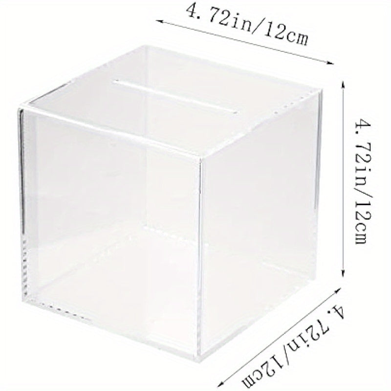 Clear Acrylic Piggy Bank Cash Container Box Coin Jar