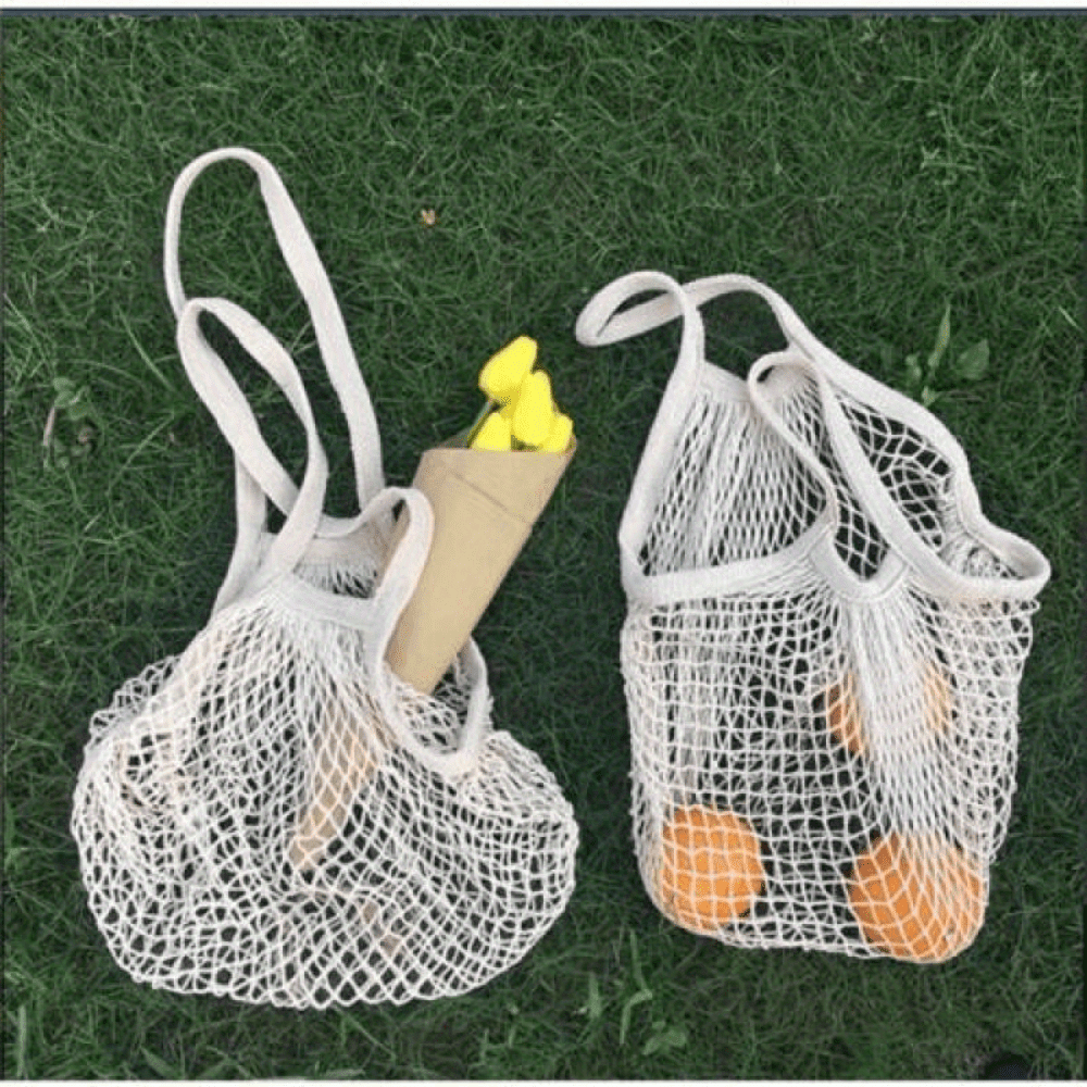 Reusable Mesh Shoulder Bag for Fruits and Grocery Shopping