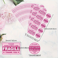 100pcs Fragile Handle With Care Stickers For Mailing Envelope Carton Tray