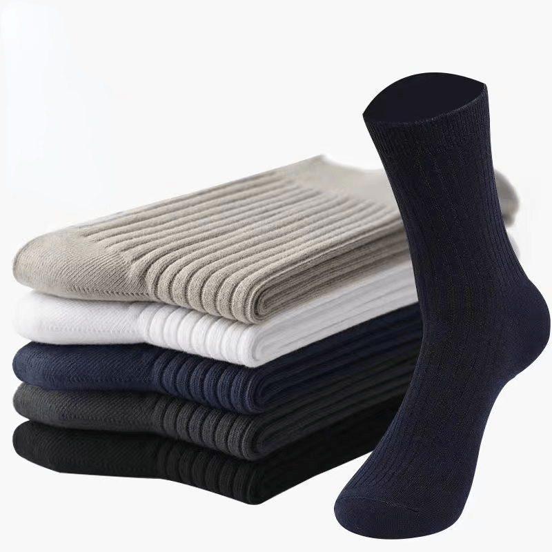 5 Pairs Men's Solid Crew Socks for Spring Mix