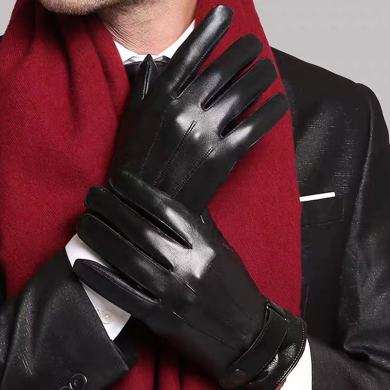 Windproof Outdoor Leather Gloves Men/Women Winter Thick Touch Screen Gloves