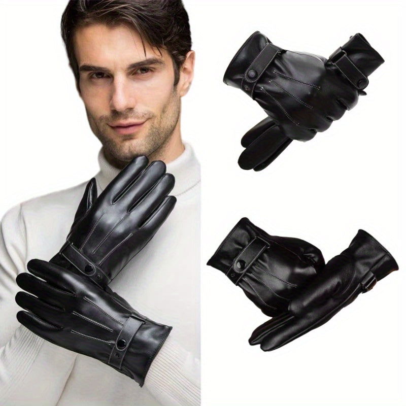 Windproof Outdoor Leather Gloves Men/Women Winter Thick Touch Screen Gloves