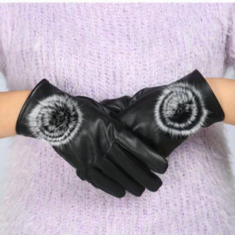 Windproof Outdoor Leather Gloves Men/Women Winter Thick Touch Screen Gloves