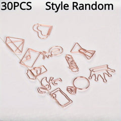 30PCS Creative Paper Clip Stainless Steel Wire Small Metal Bookmark Paper Clips