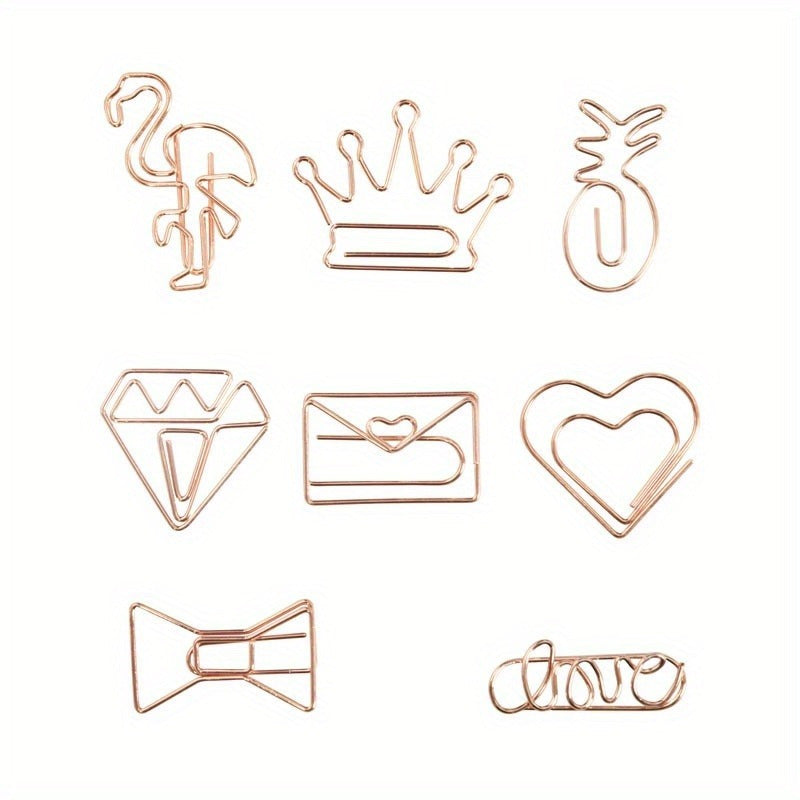 30PCS Creative Paper Clip Stainless Steel Wire Small Metal Bookmark Paper Clips
