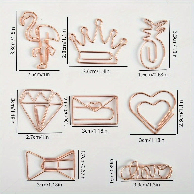 30PCS Creative Paper Clip Stainless Steel Wire Small Metal Bookmark Paper Clips