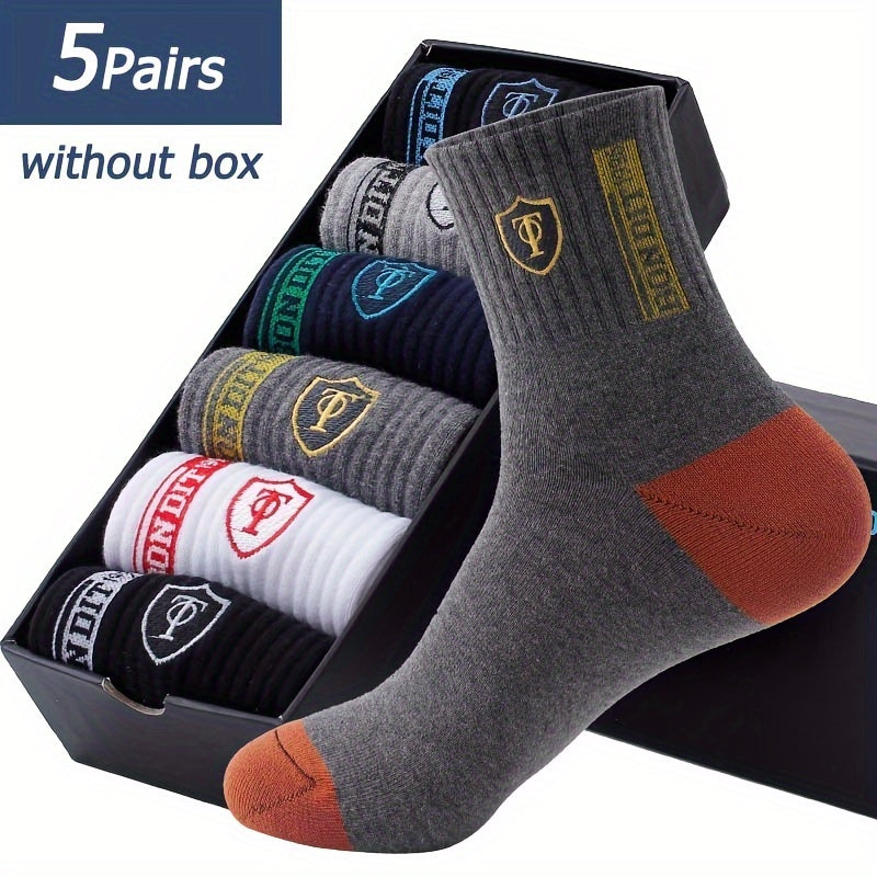 5 Pairs Cotton Sports Socks Sweat Absorbent Comfortable Thin Breathable