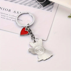 Cartoon Dog Pendant Keychain Lucky Metal Key Chain Bag Ornament