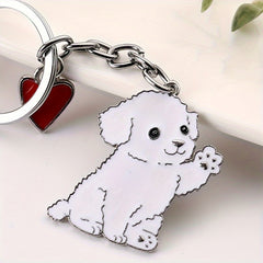 Cartoon Dog Pendant Keychain Lucky Metal Key Chain Bag Ornament