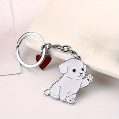Cartoon Dog Pendant Keychain Lucky Metal Key Chain Bag Ornament