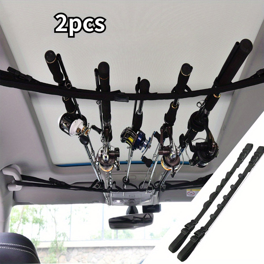 2pcs Car Mounted Storage Strap Fishing Rod Gear Holder