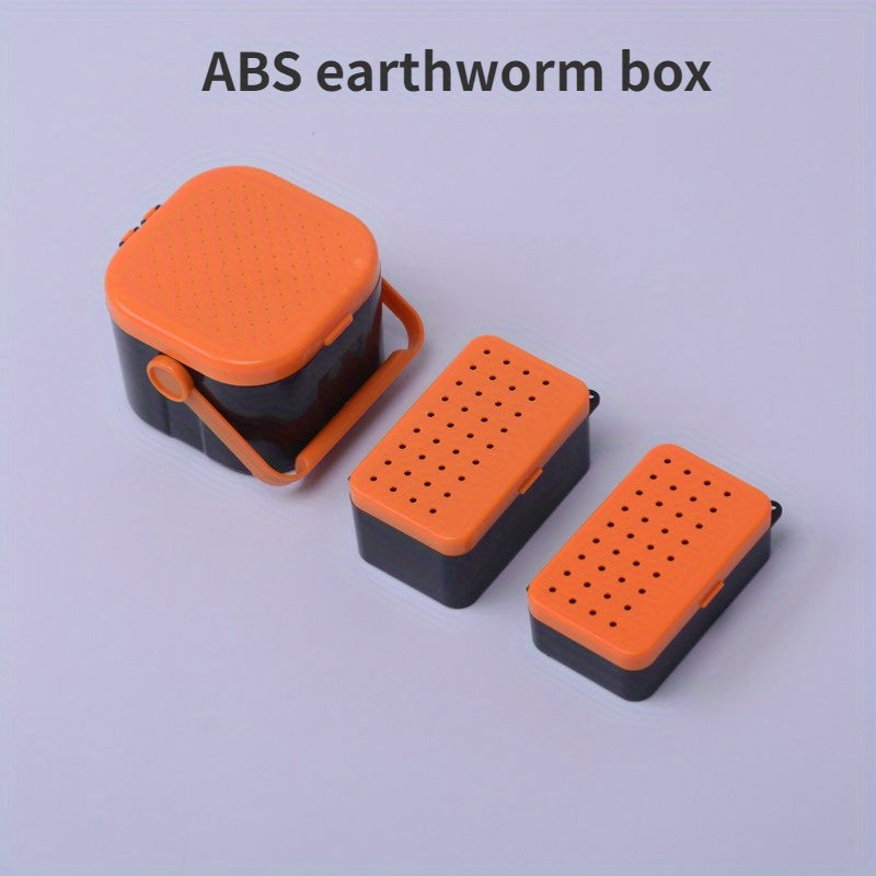 1pc ABS Red Worm Bait Storage Box Thickened Breathable Handheld Earthworm Box