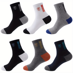 12 Pairs Moisture Wicking Athletic Socks Unisex Embroidered Quarter Socks