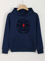Girls Lovely Christmas Letter Long Sleeve Hooded Sweatshirt Top Pullover