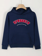 Girls Letter Graphic Hooded Sweatshirt Top for Spring Fall